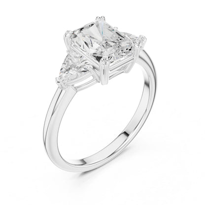 Emerald Lab Grown Diamond Three-Stone Engagement Ring