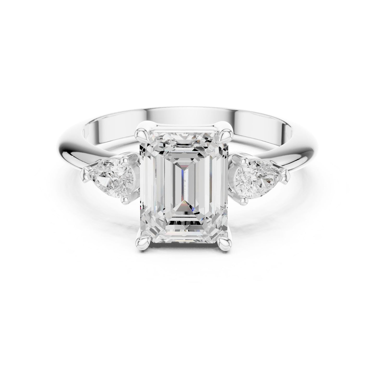 Emerald Lab Grown Diamond Three-Stone Engagement Ring