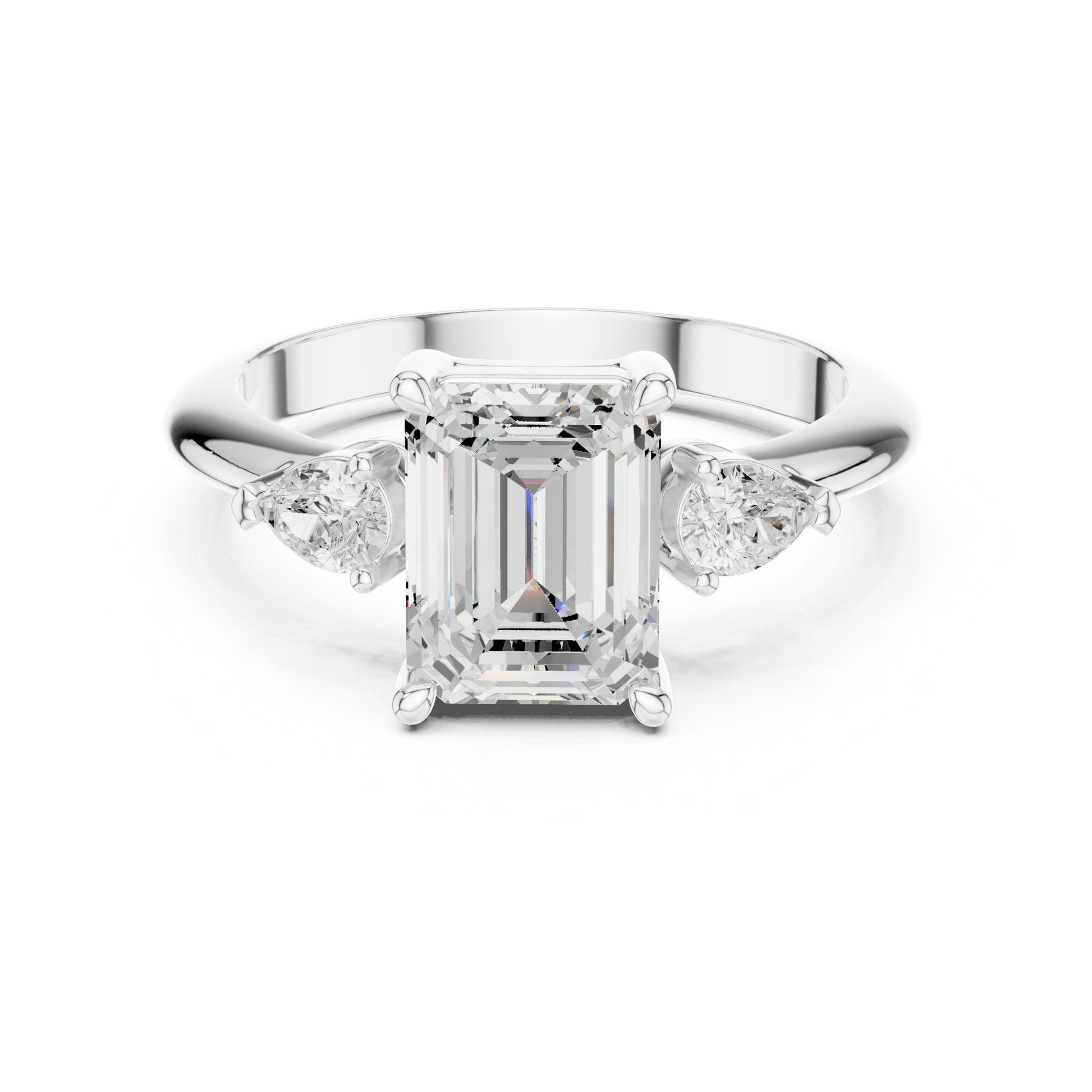 Emerald Lab Grown Diamond Three-Stone Engagement Ring