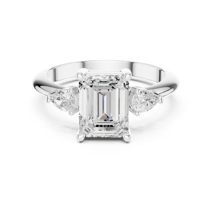 Emerald Lab Grown Diamond Three-Stone Engagement Ring