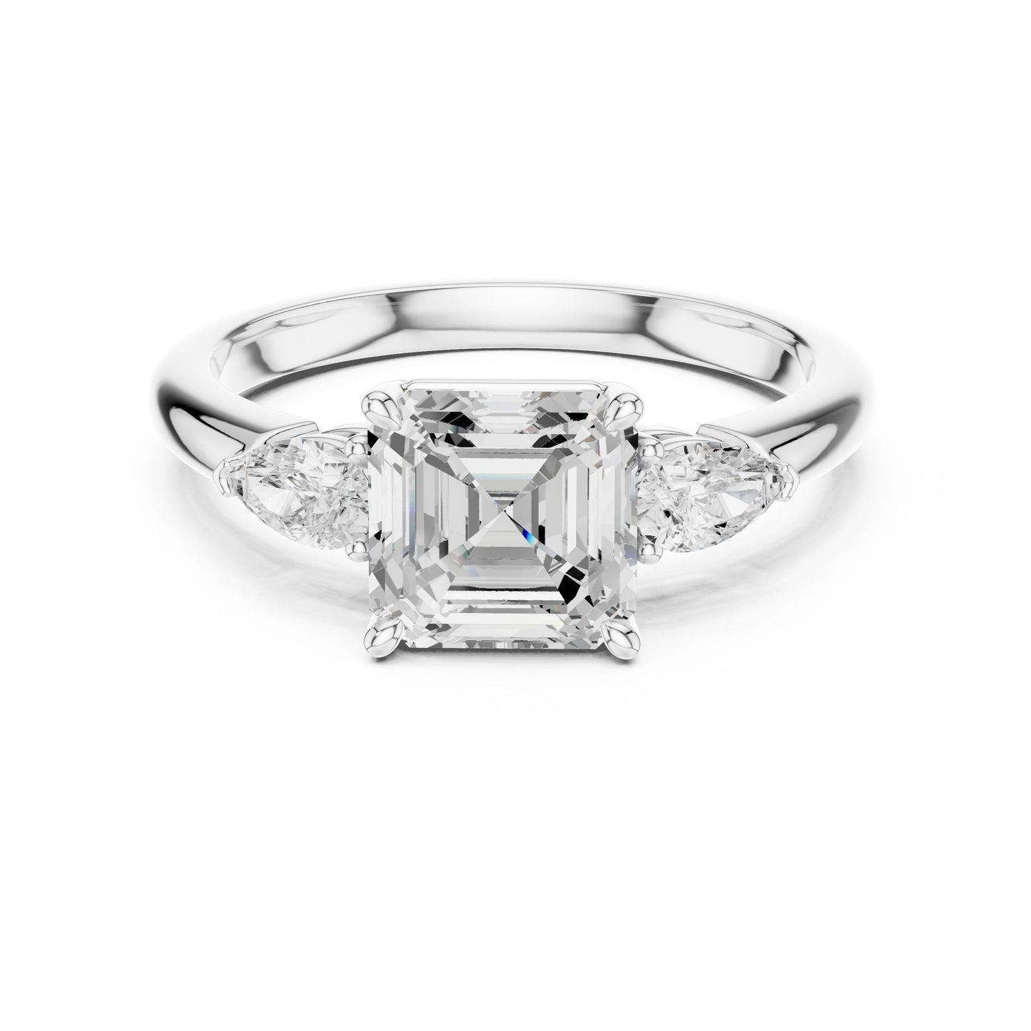 Emerald Lab Grown Diamond Three-Stone Engagement Ring