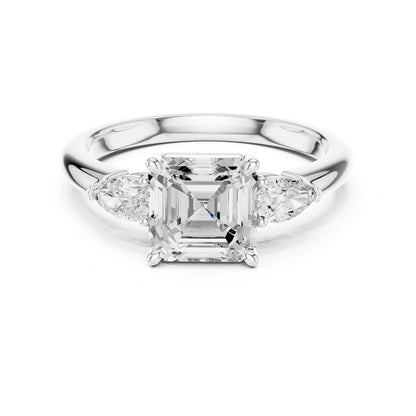 Emerald Lab Grown Diamond Three-Stone Engagement Ring