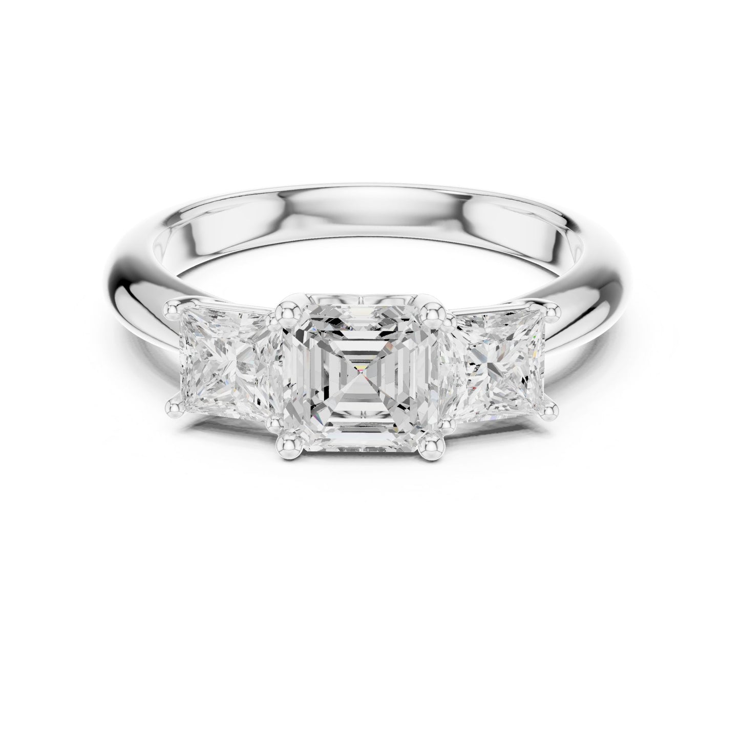 Emerald Lab Grown Diamond Three-Stone Engagement Ring