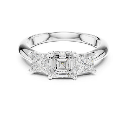 Emerald Lab Grown Diamond Three-Stone Engagement Ring