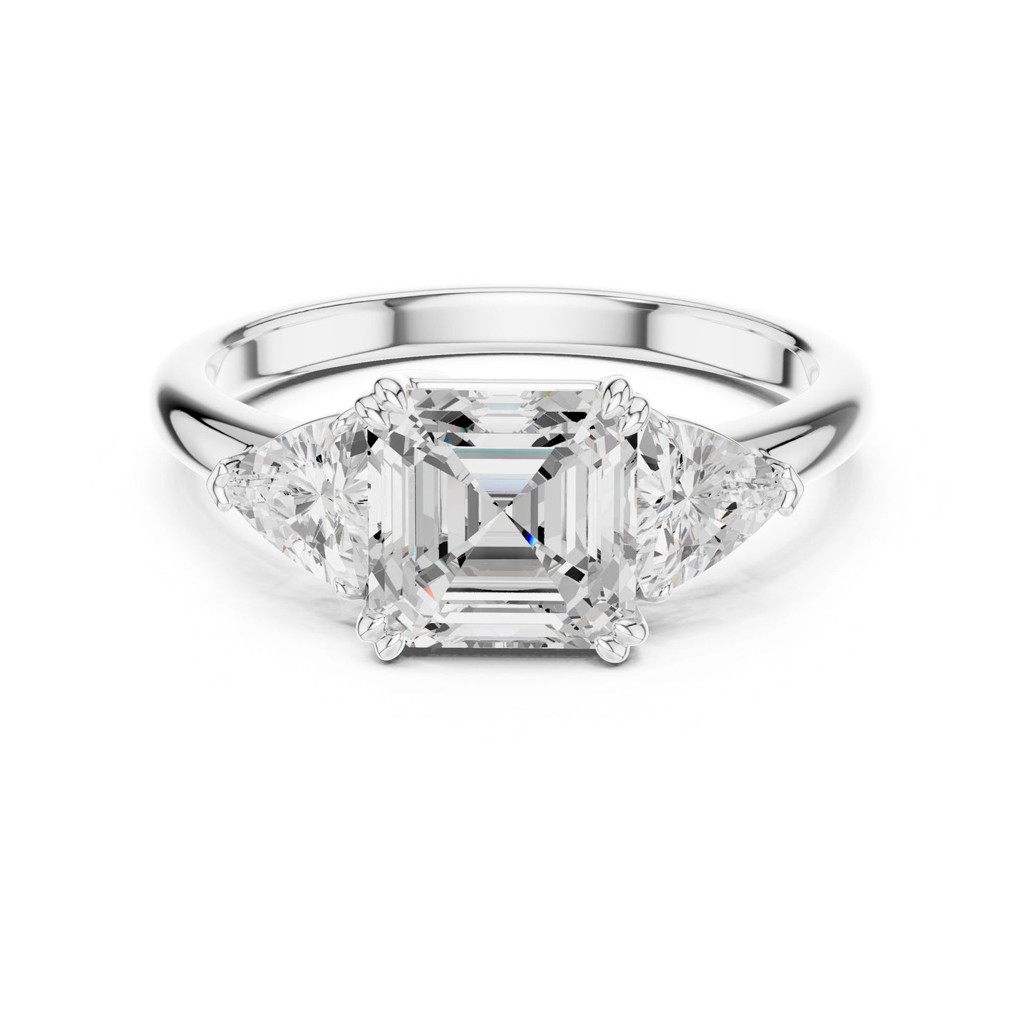 Emerald Lab Grown Diamond Three-Stone Engagement Ring