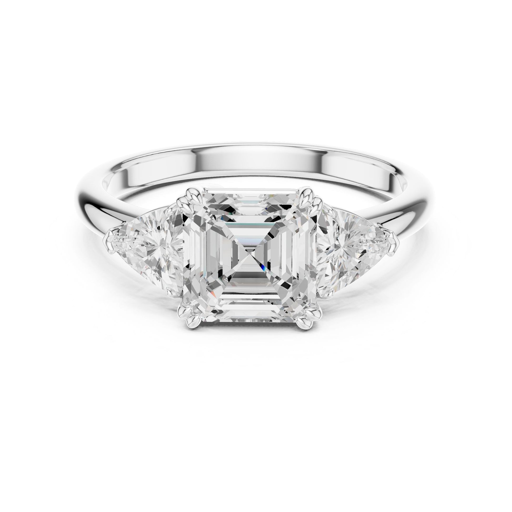 Emerald Lab Grown Diamond Three-Stone Engagement Ring