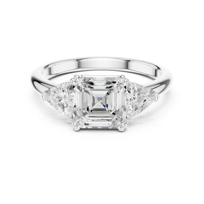 Emerald Lab Grown Diamond Three-Stone Engagement Ring