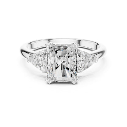 Emerald Lab Grown Diamond Three-Stone Engagement Ring