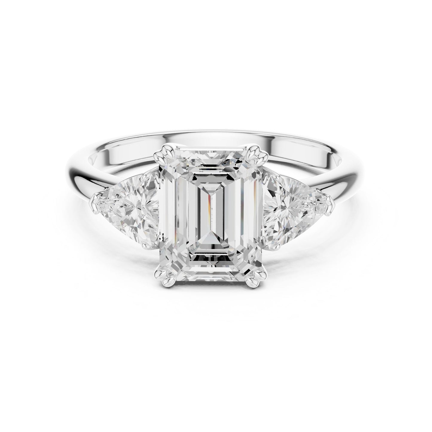 Emerald Lab Grown Diamond Three-Stone Engagement Ring