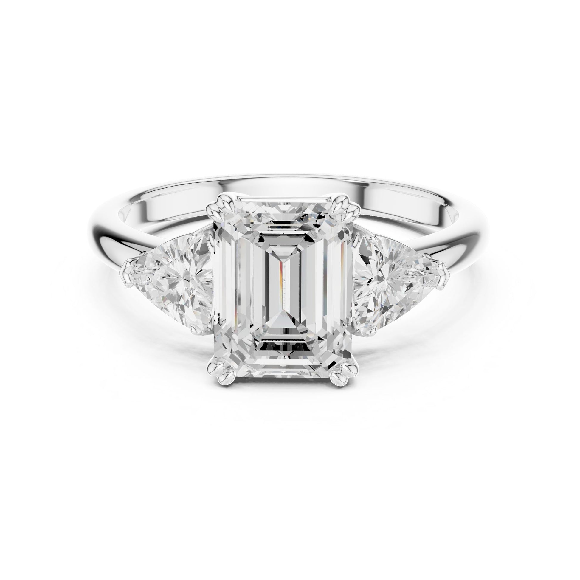 Emerald Lab Grown Diamond Three-Stone Engagement Ring