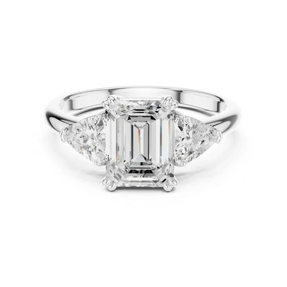 Emerald Lab Grown Diamond Three-Stone Engagement Ring