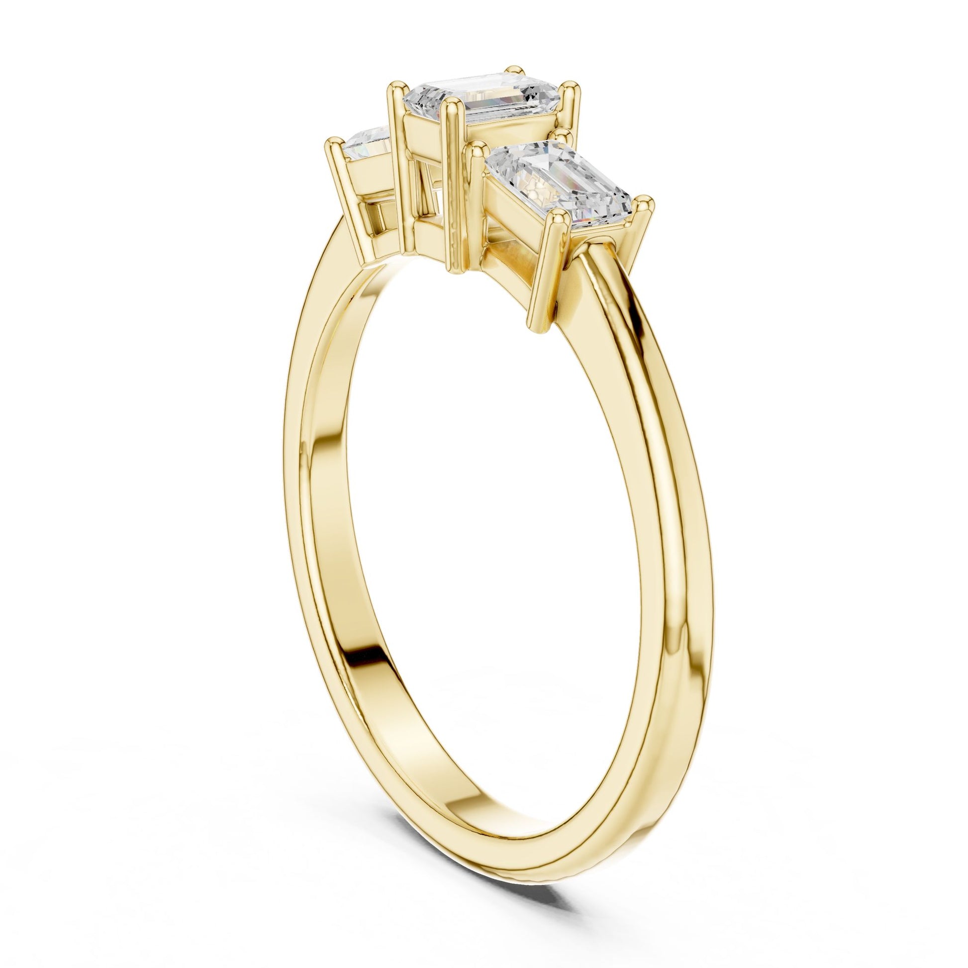 Emerald Lab Grown Diamond Three-Stone Engagement Ring