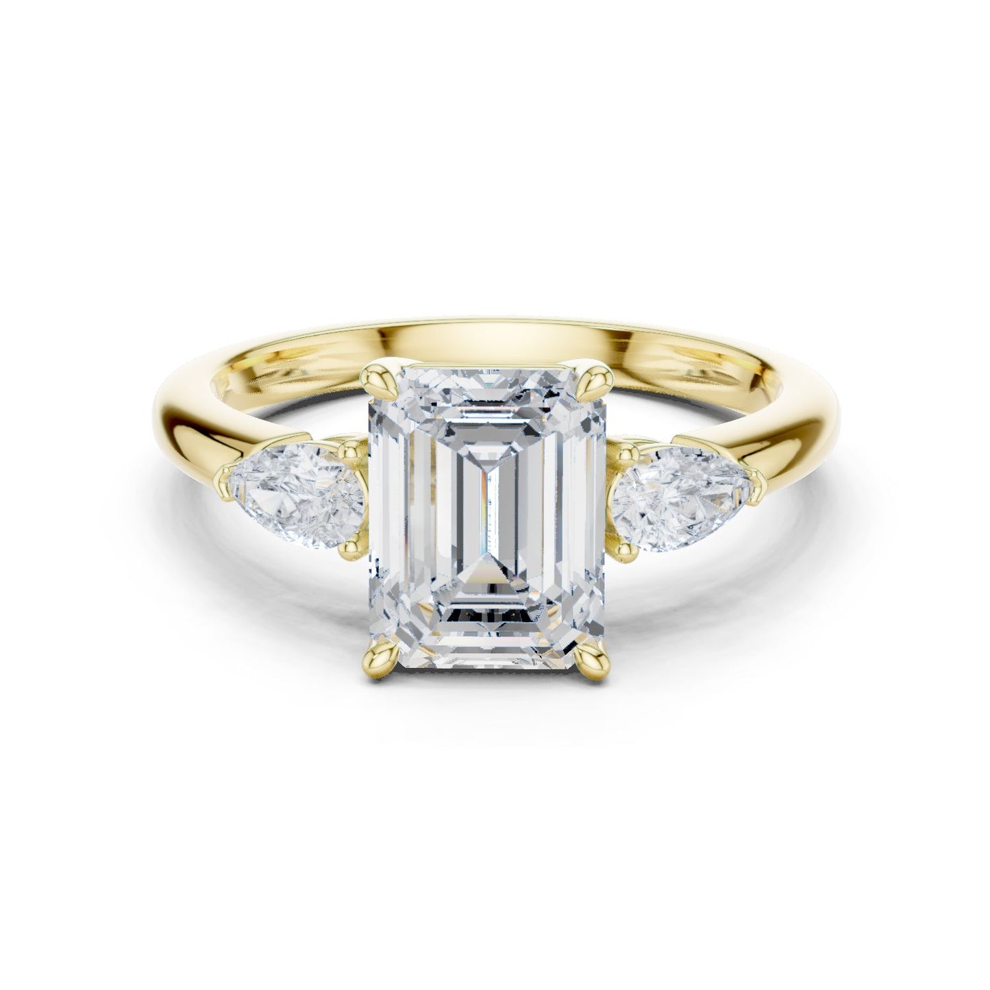 Emerald Lab Grown Diamond Three-Stone Engagement Ring