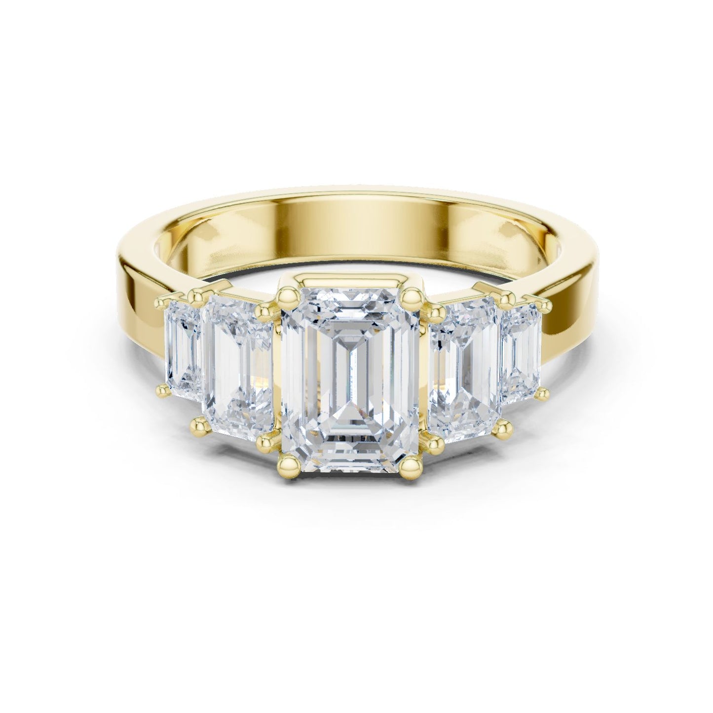 Emerald Lab Grown Diamond Three-Stone Engagement Ring