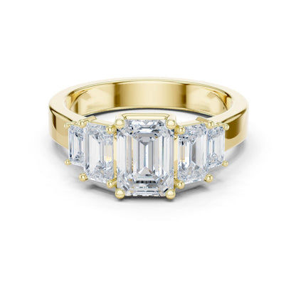 Emerald Lab Grown Diamond Three-Stone Engagement Ring