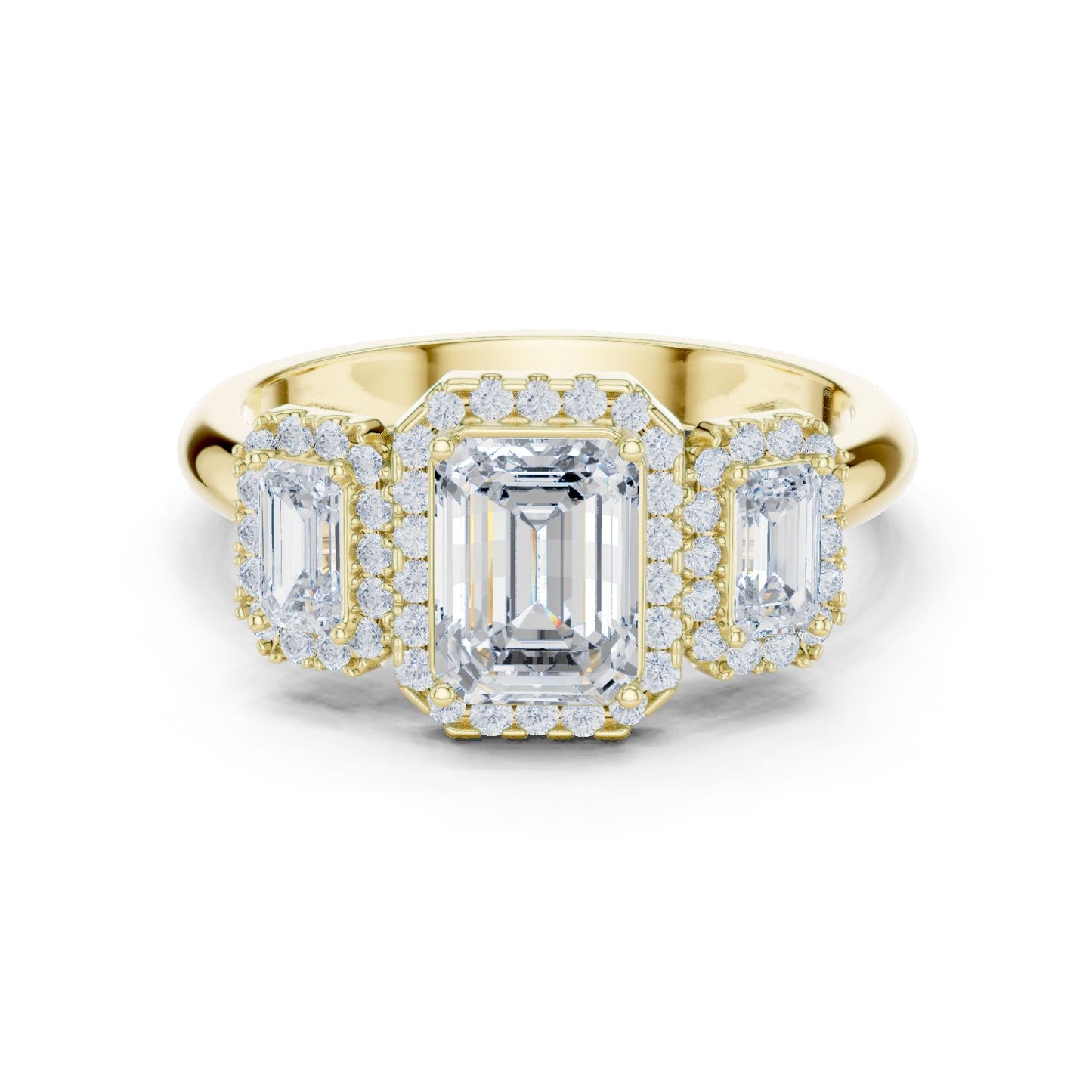Emerald Lab Grown Diamond Three-Stone Engagement Ring
