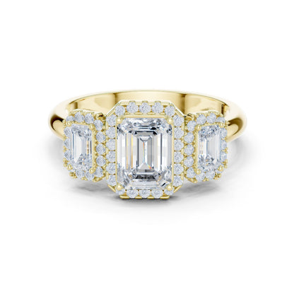 Emerald Lab Grown Diamond Three-Stone Engagement Ring