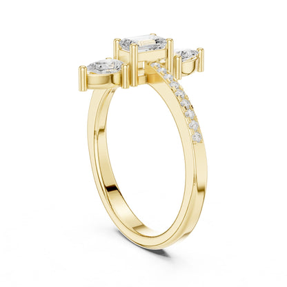 Emerald Lab Grown Diamond Three-Stone Engagement Ring