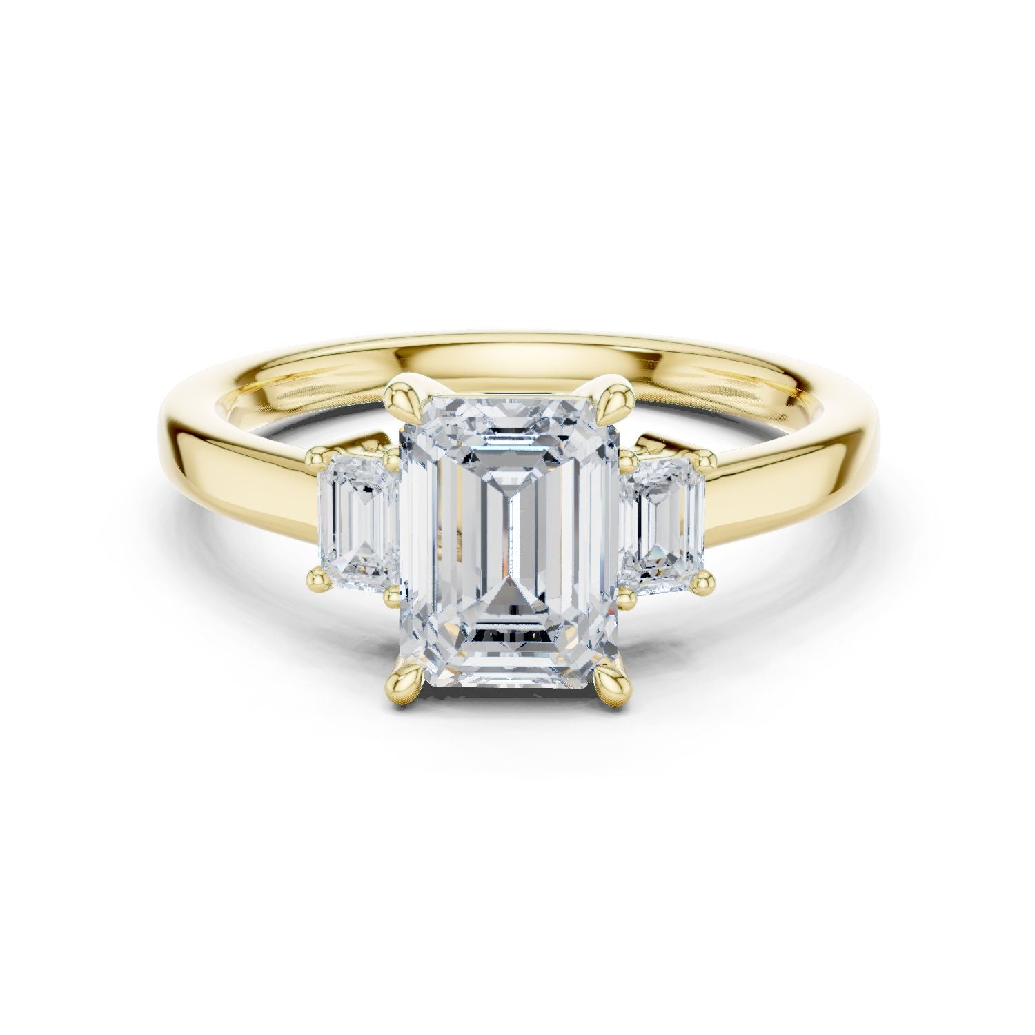 Emerald Lab Grown Diamond Three-Stone Engagement Ring