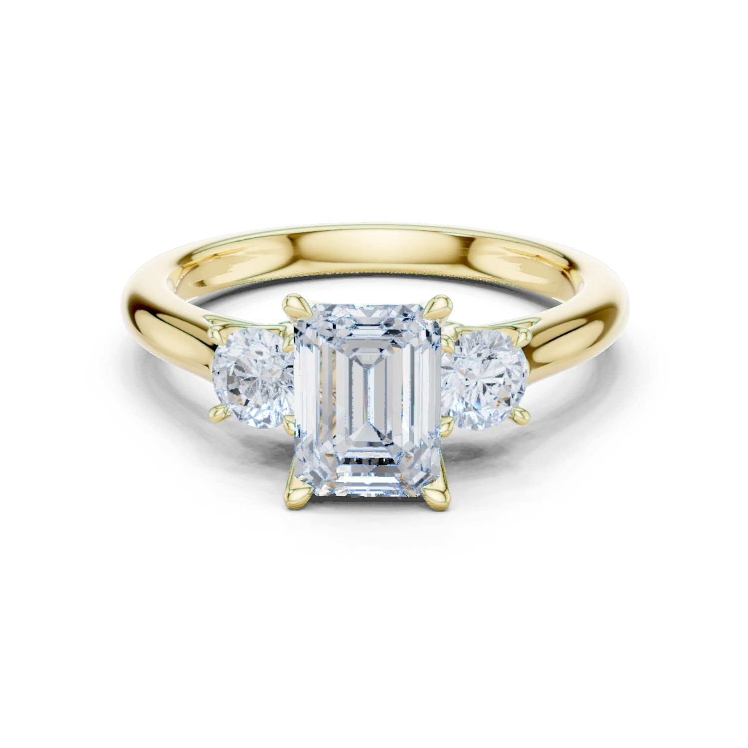 Emerald Lab Grown Diamond Three-Stone Engagement Ring