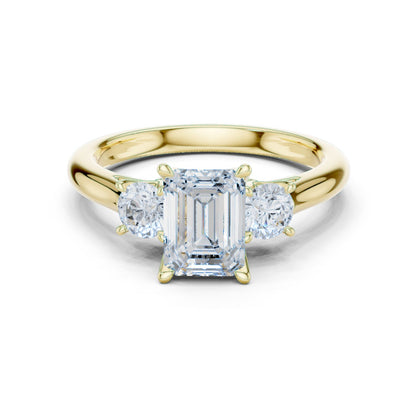 Emerald Lab Grown Diamond Three-Stone Engagement Ring