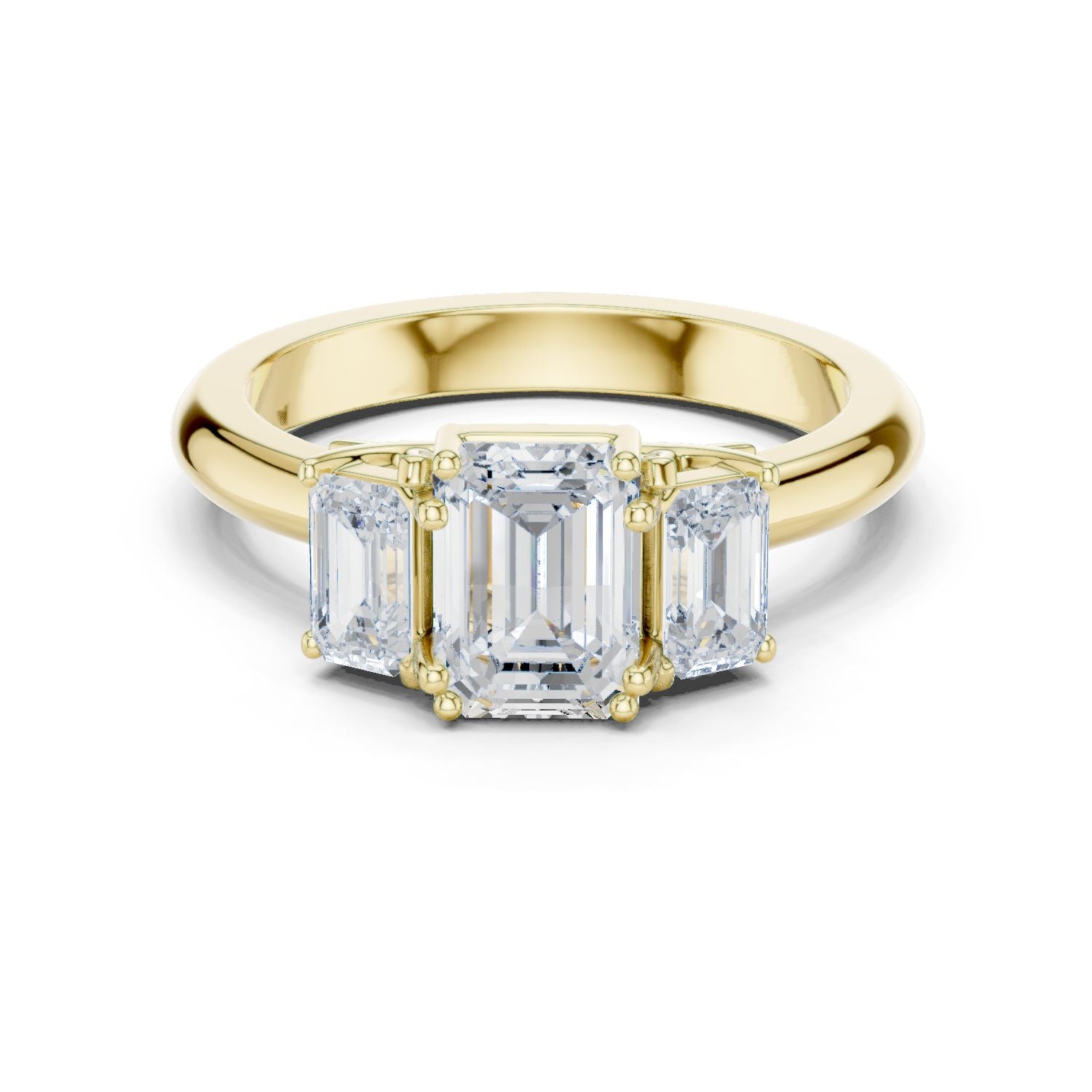 Emerald Lab Grown Diamond Three-Stone Engagement Ring