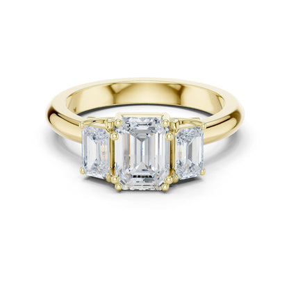 Emerald Lab Grown Diamond Three-Stone Engagement Ring