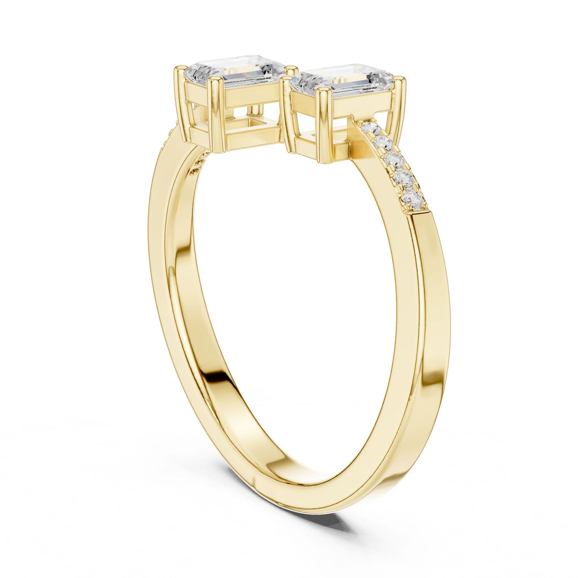 Emerald Lab Grown Diamond Three-Stone Engagement Ring