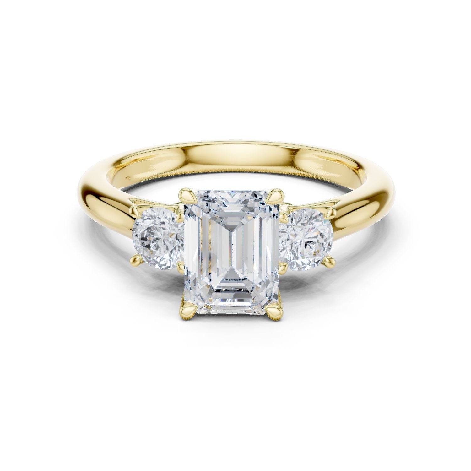 Emerald Lab Grown Diamond Three-Stone Engagement Ring