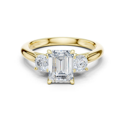 Emerald Lab Grown Diamond Three-Stone Engagement Ring