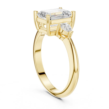 Emerald Lab Grown Diamond Three-Stone Engagement Ring