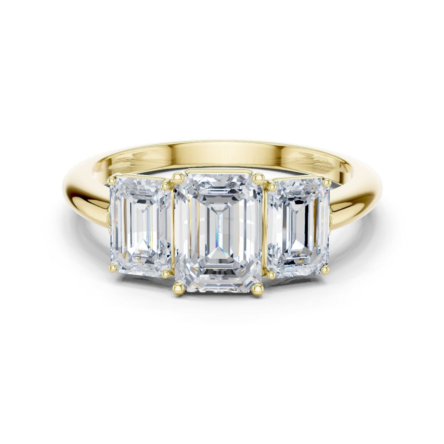 Emerald Lab Grown Diamond Three-Stone Engagement Ring