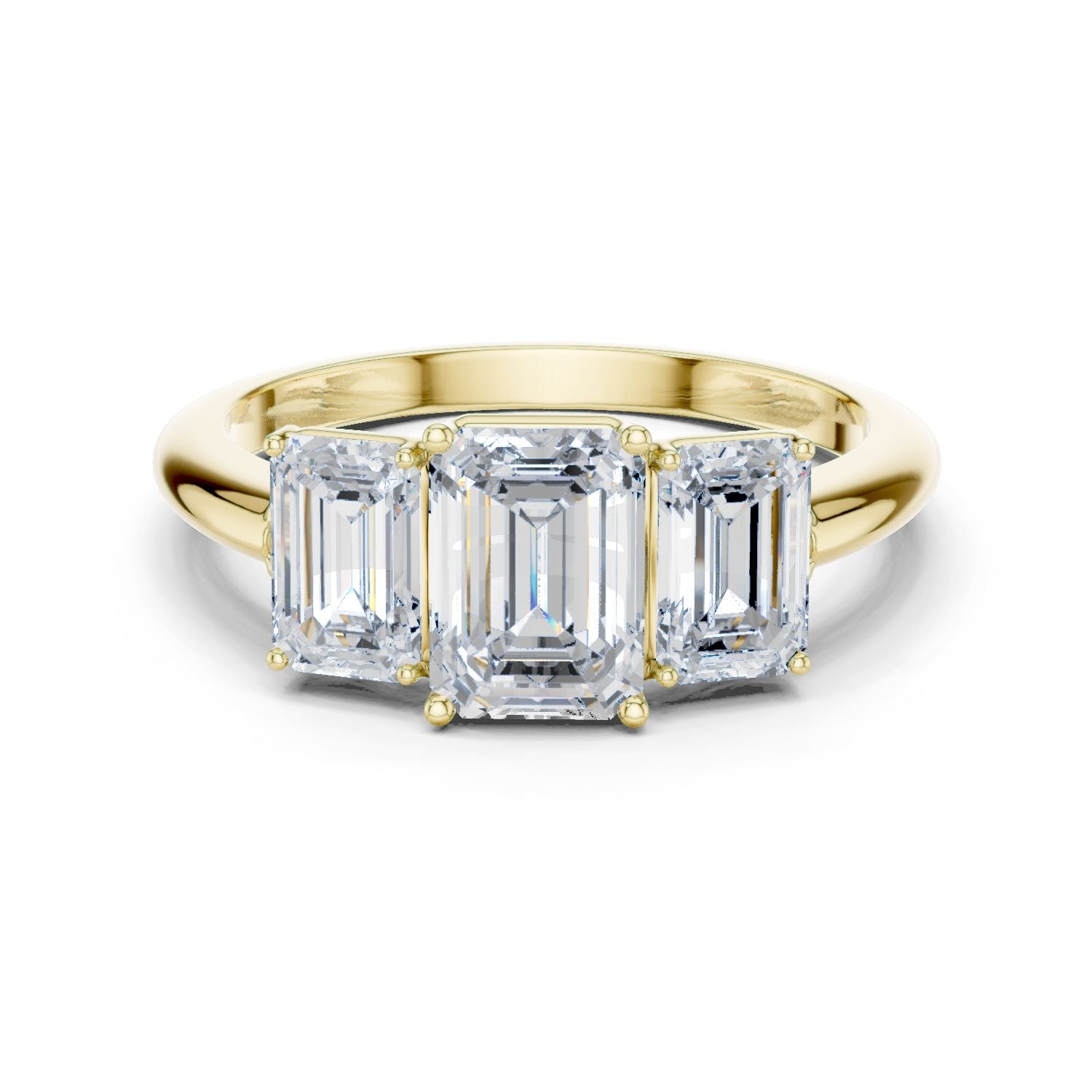 Emerald Lab Grown Diamond Three-Stone Engagement Ring