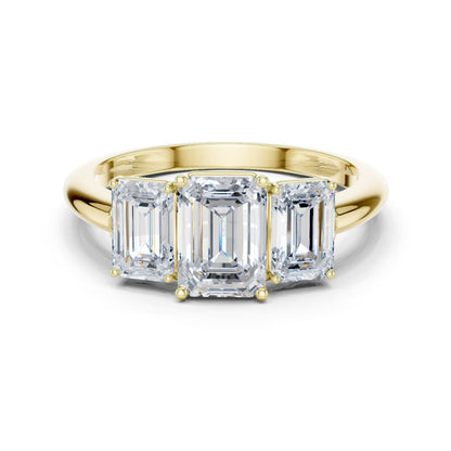 Emerald Lab Grown Diamond Three-Stone Engagement Ring