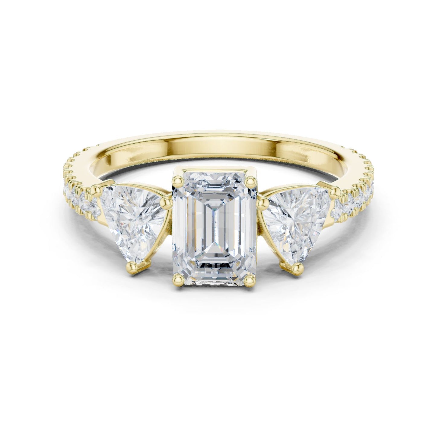 Emerald Lab Grown Diamond Three-Stone Engagement Ring