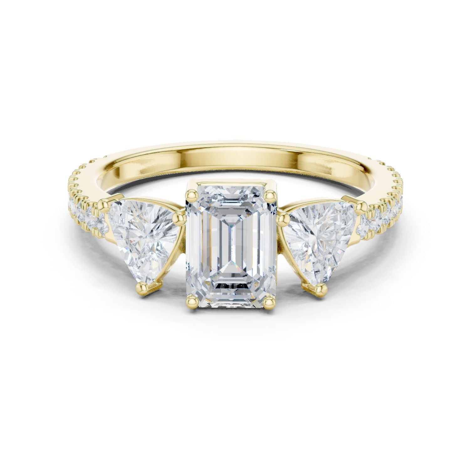 Emerald Lab Grown Diamond Three-Stone Engagement Ring