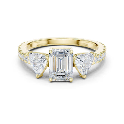 Emerald Lab Grown Diamond Three-Stone Engagement Ring