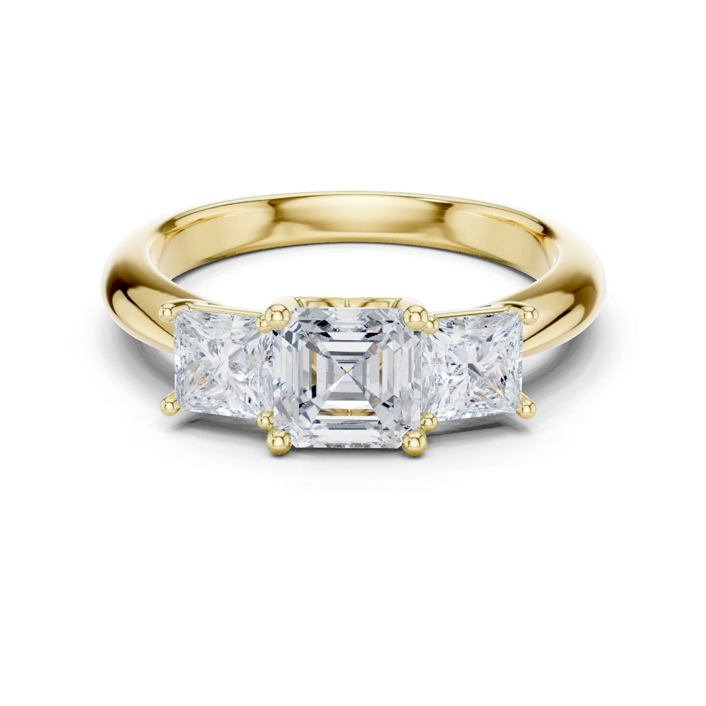 Emerald Lab Grown Diamond Three-Stone Engagement Ring