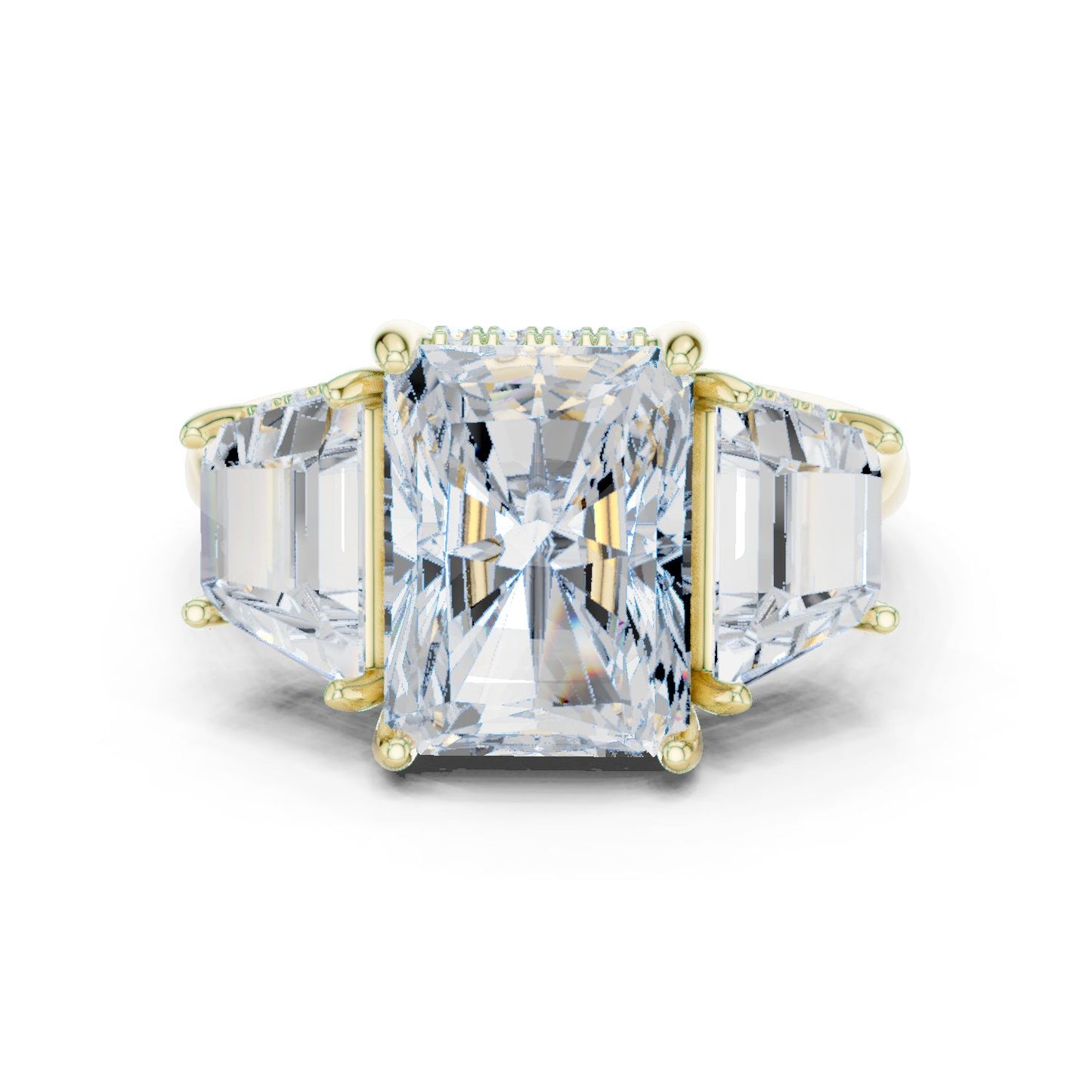 Emerald Lab Grown Diamond Three-Stone Engagement Ring