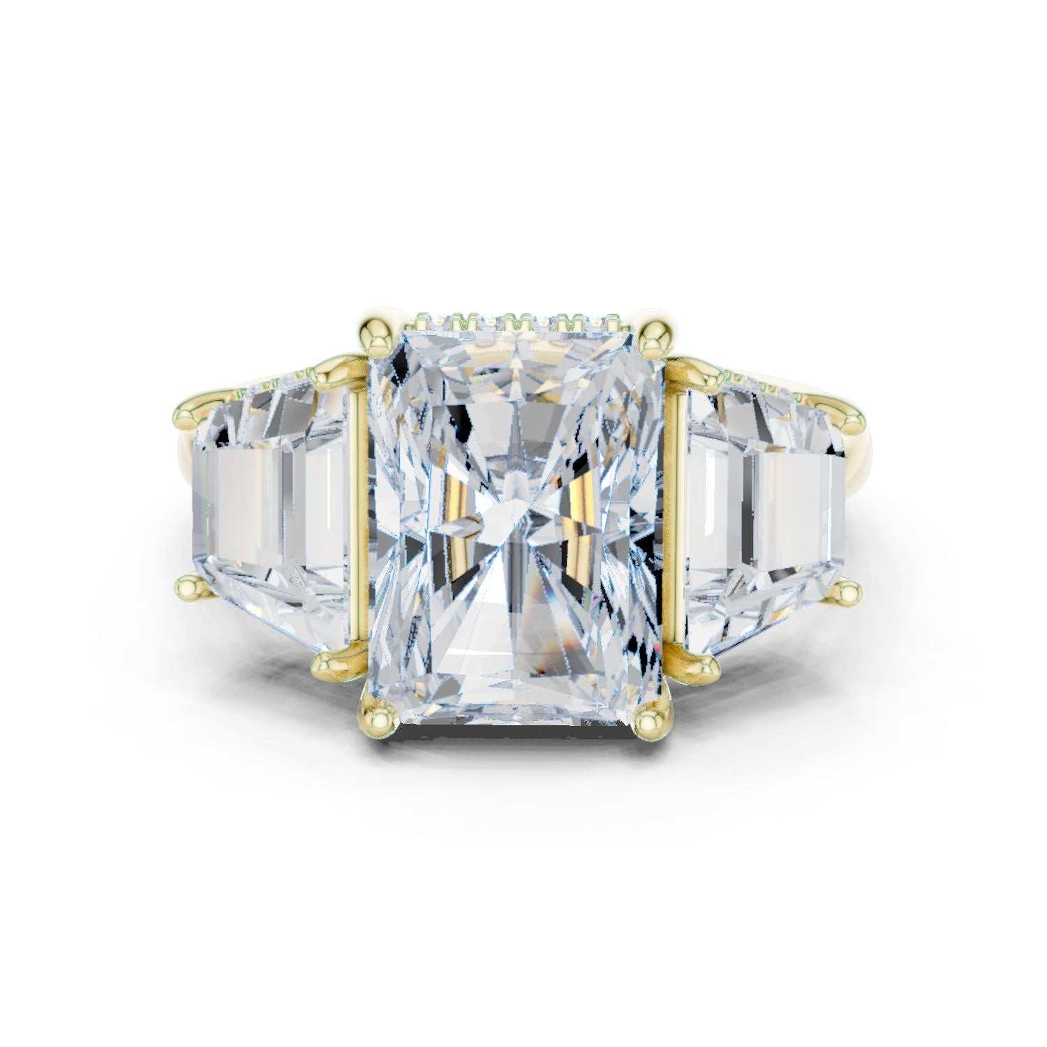 Emerald Lab Grown Diamond Three-Stone Engagement Ring