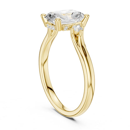 Emerald Lab Grown Diamond Three-Stone Engagement Ring