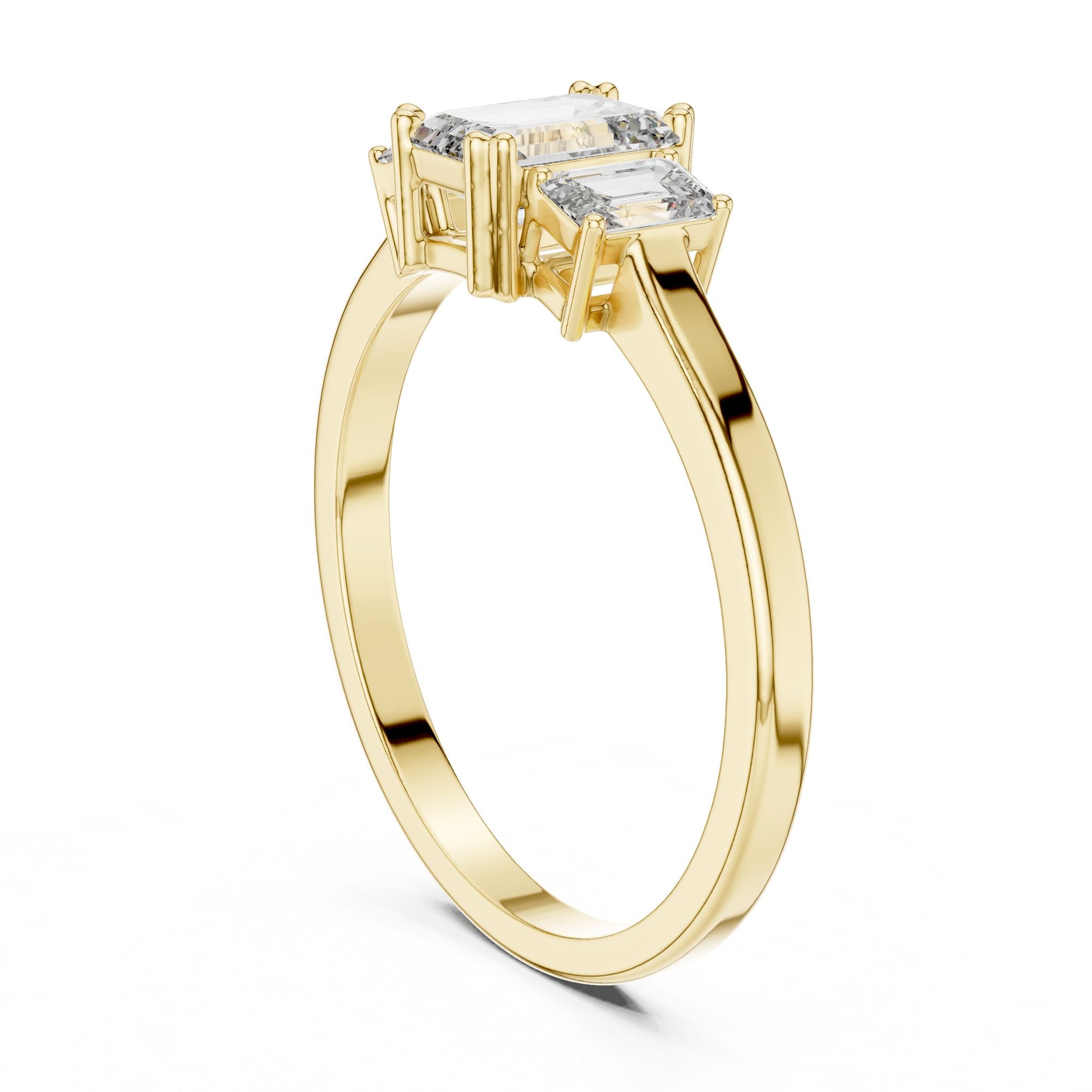 Emerald Lab Grown Diamond Three-Stone Engagement Ring