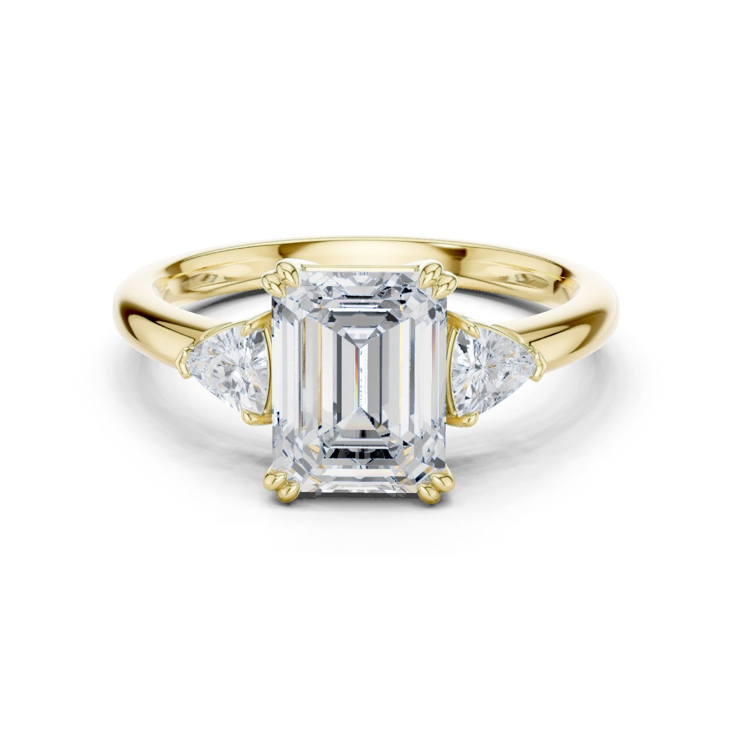 Emerald Lab Grown Diamond Three-Stone Engagement Ring