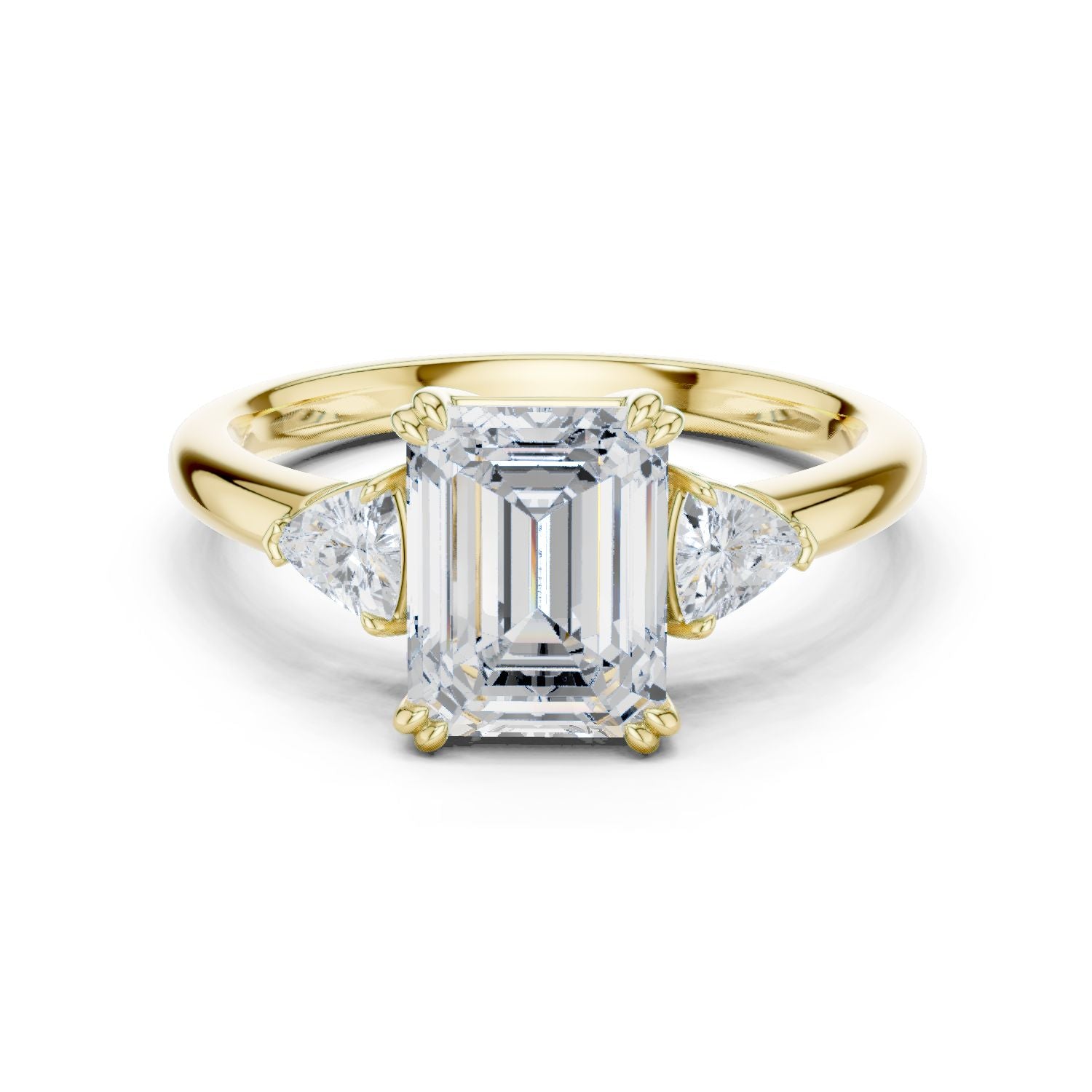 Emerald Lab Grown Diamond Three-Stone Engagement Ring