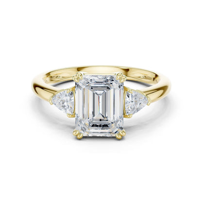 Emerald Lab Grown Diamond Three-Stone Engagement Ring
