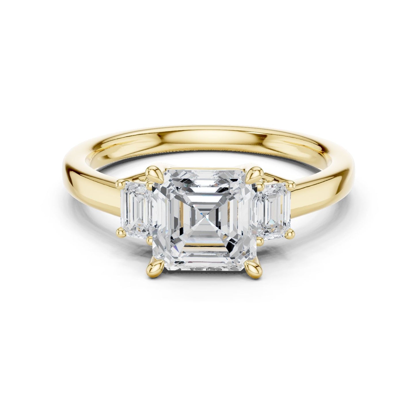 Emerald Lab Grown Diamond Three-Stone Engagement Ring