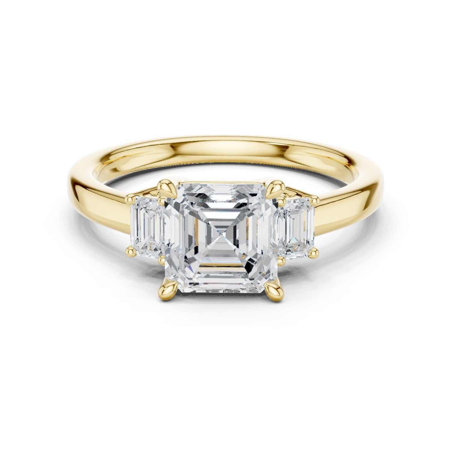 Emerald Lab Grown Diamond Three-Stone Engagement Ring