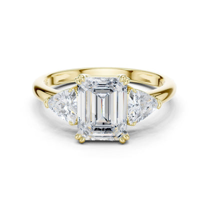Emerald Lab Grown Diamond Three-Stone Engagement Ring