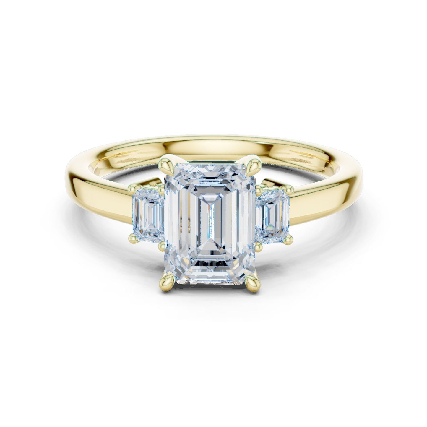 Emerald Lab Grown Diamond Three-Stone Engagement Ring