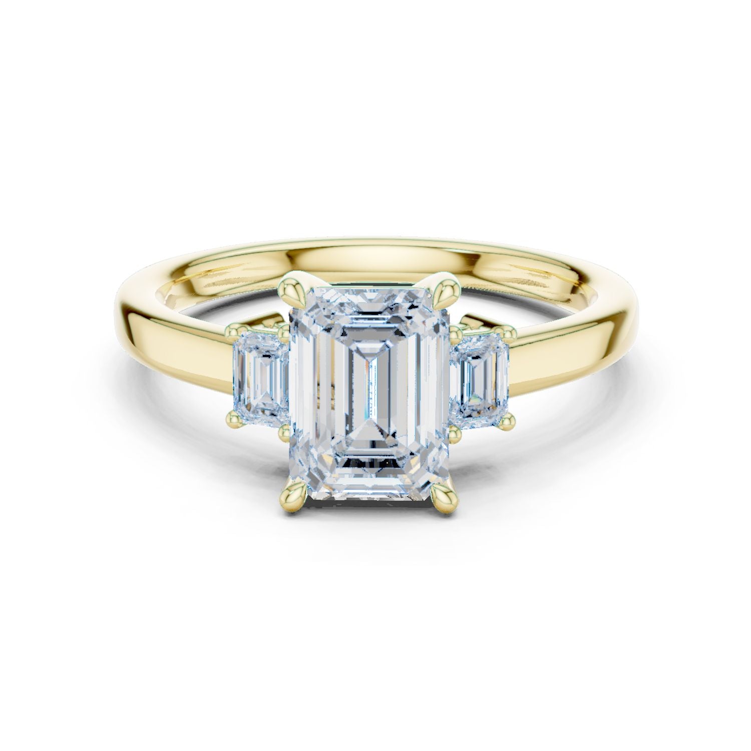 Emerald Lab Grown Diamond Three-Stone Engagement Ring